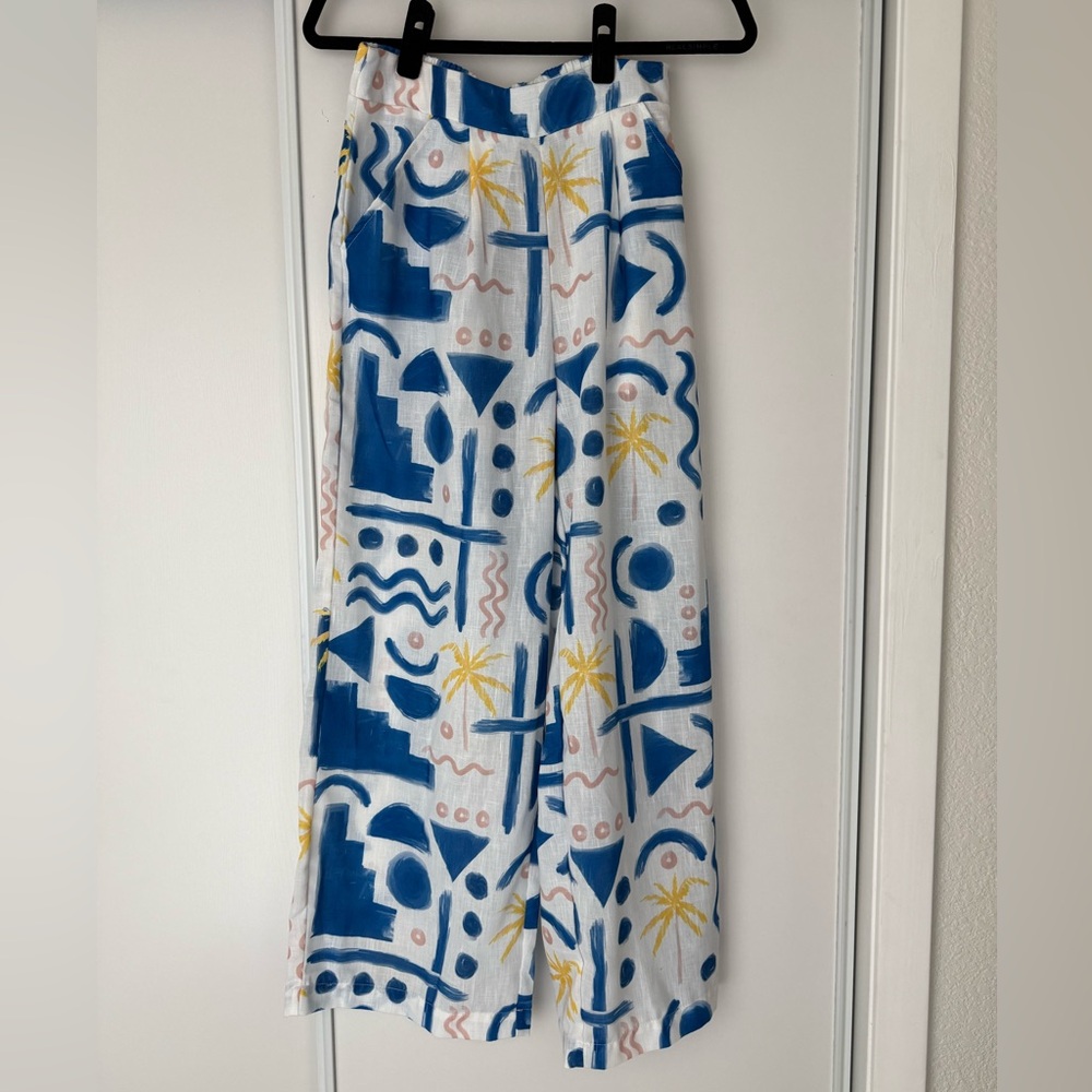 Abstract Patterned Wide-Leg Pants